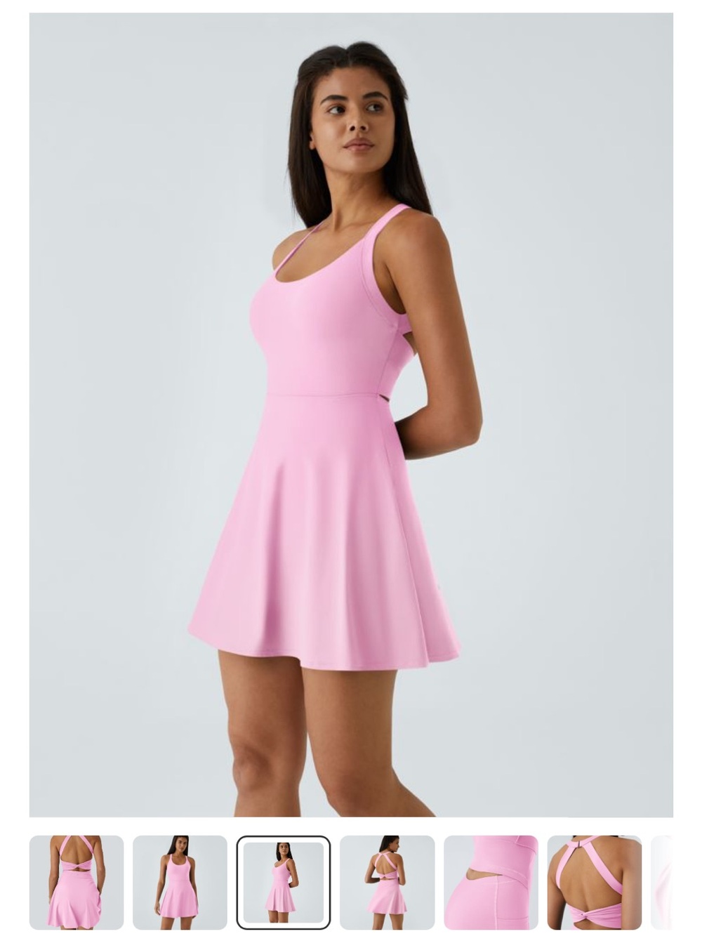 HALARA Soft Pink Halter Fit-and-Flare Mini Dress - Never Worn NWOT - Picture 2 of 6